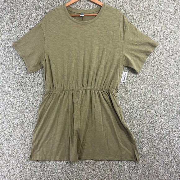 Old Navy Dress Women Extra Large Green Blouson Tee Scoop Neck Relaxed Casual NWT - Picture 1 of 9